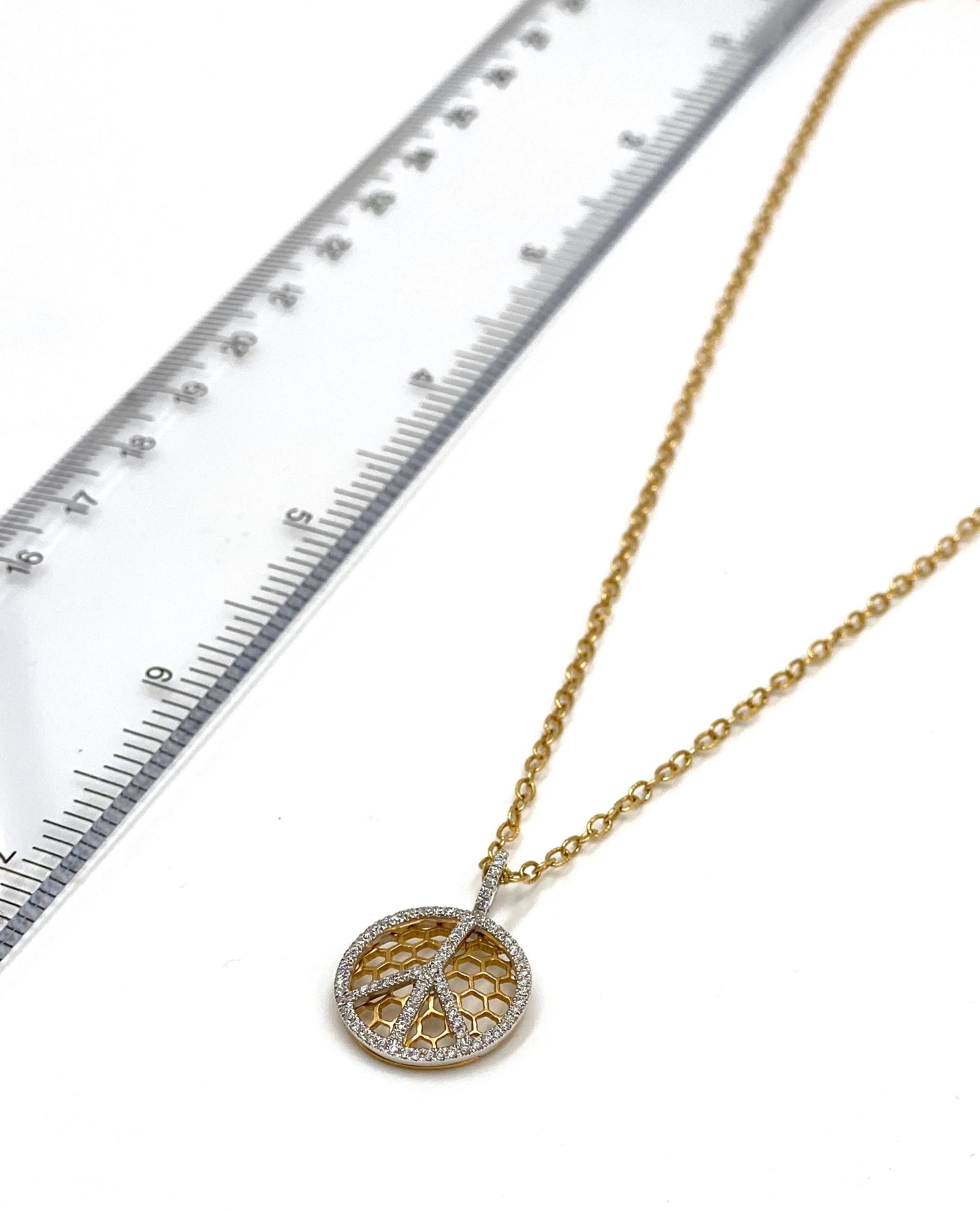 Taglio rotondo Collana Honeycomb Peace in oro giallo 18K in vendita