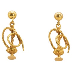 18k Yellow Gold Hookah Dangle Earrings