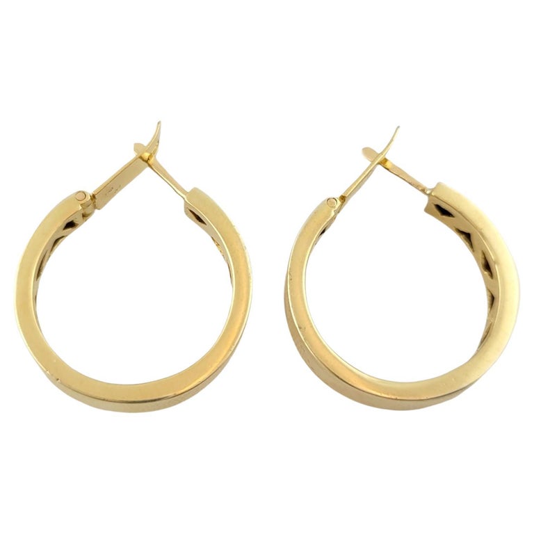 18K Yellow Gold Hoop Earrings For Sale at 1stDibs