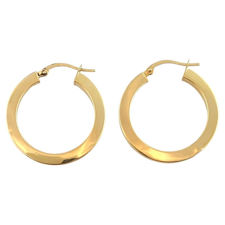 18K Yellow Gold Hoop Earrings For Sale at 1stDibs