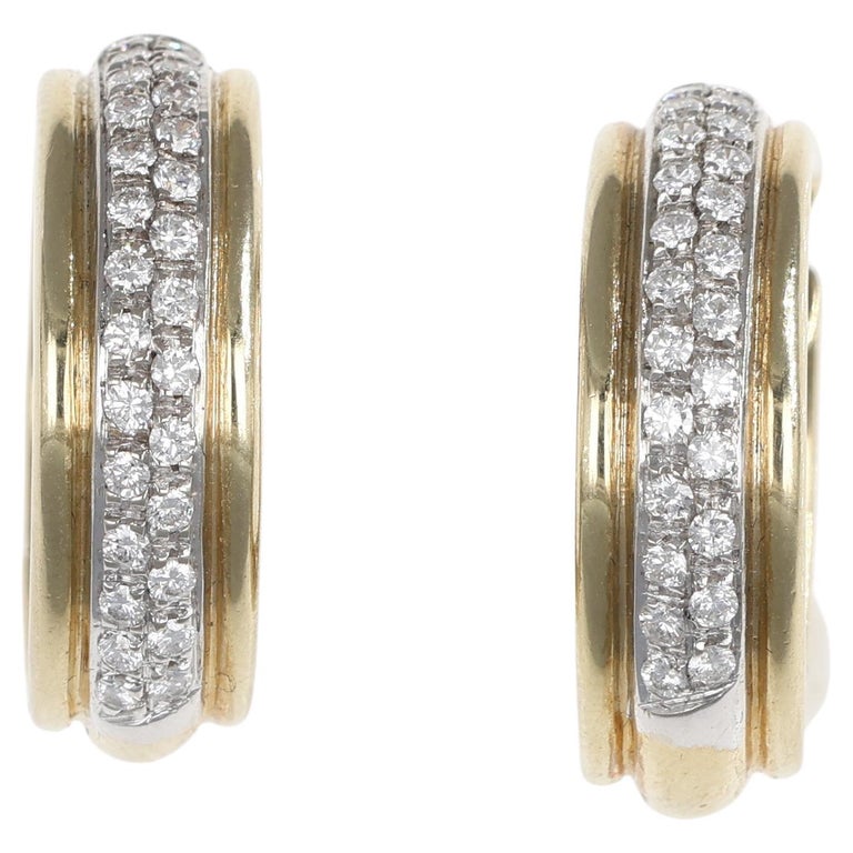 Boucles D'oreilles Cerceau Or Blanc Et Jaune 18 Carats 5,1 G - Neuf Avec étiquettes