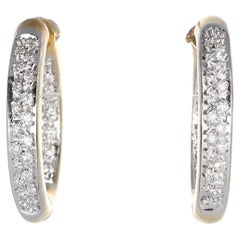 18K Yellow Gold Hoop Earrings with Inside-Out Diamond Pavé