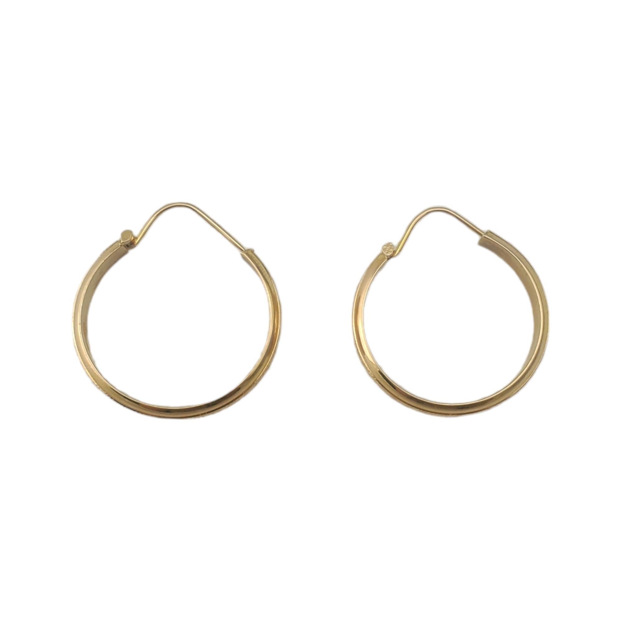 Women's 18K Yellow Gold Hoop Earrings with Scrolling Vine Design #18007 For Sale