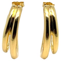 18K Yellow Gold Hoop Earrings with Solid Gold Charms