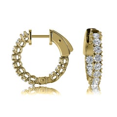 18 Karat Yellow Gold Hoop Insideout Diamond Earings '1 Carat'