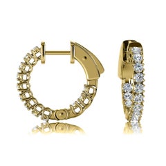 18 Karat Yellow Gold Hoop Insideout Diamond Earings '3/4 Carat'