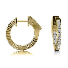 18 Karat Yellow Gold Hoop Insideout Diamond Earrings '1/2 Carat'