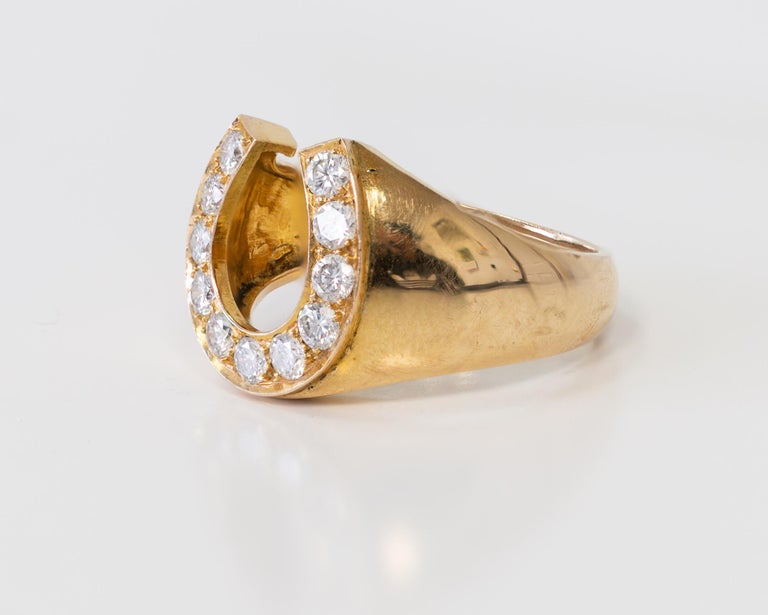 18 Karat Yellow Gold Horse Shoe Ring with Diamonds at 1stDibs | 18k ...
