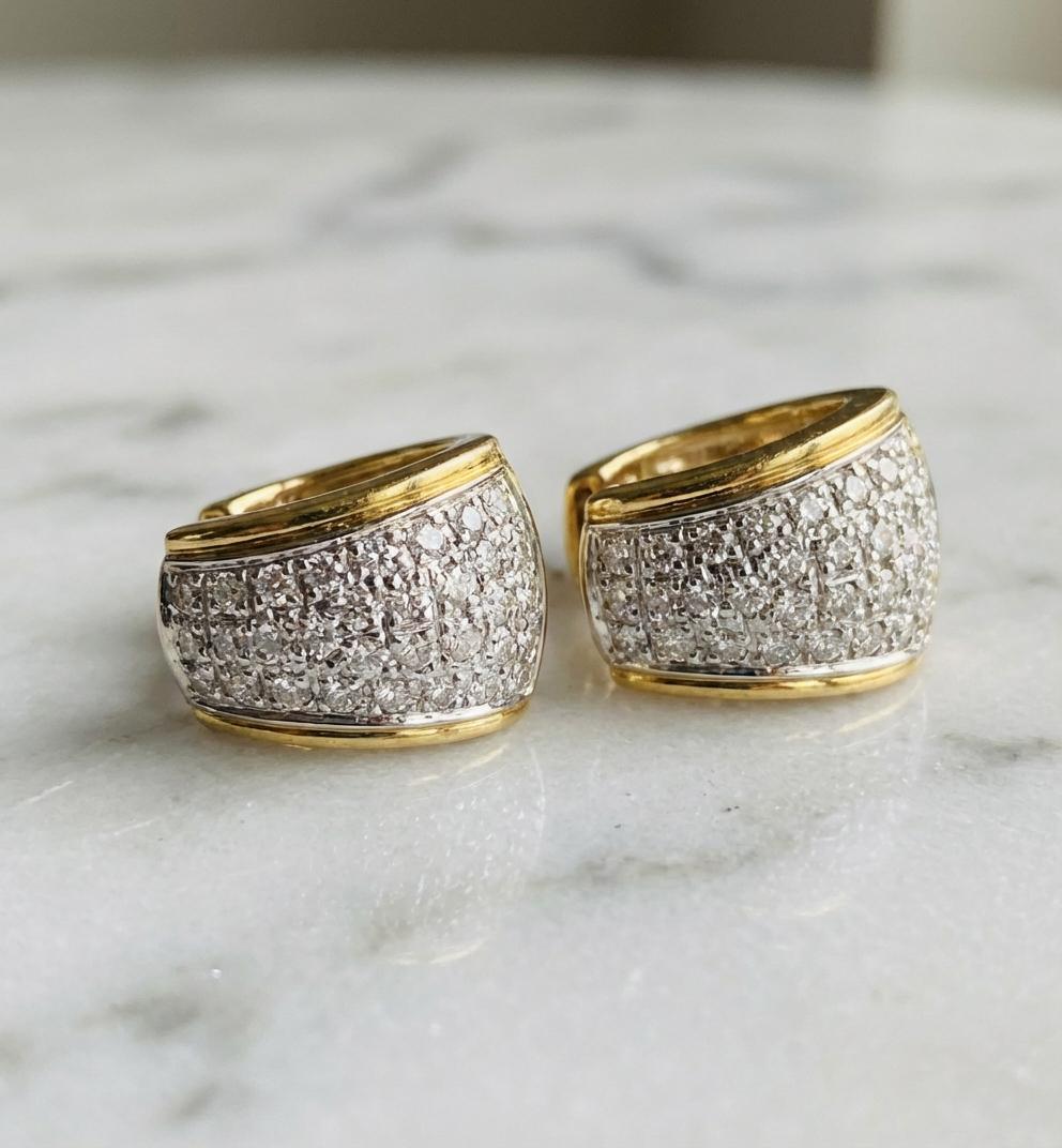 18k Yellow Gold Huggies Diamond Earrings - image 2