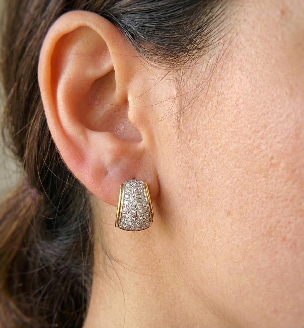 18k Yellow Gold Huggies Diamond Earrings - image 3