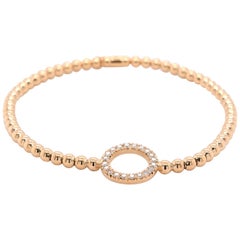 18 Karat Yellow Gold Hulchi Belluni Diamond Open Circle Bracelet