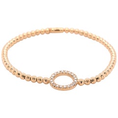 18 Karat Yellow Gold Hulchi Belluni Diamond Open Circle Bracelet