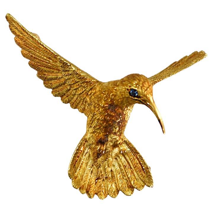 18K Gelbgold Kolibri-Brosche