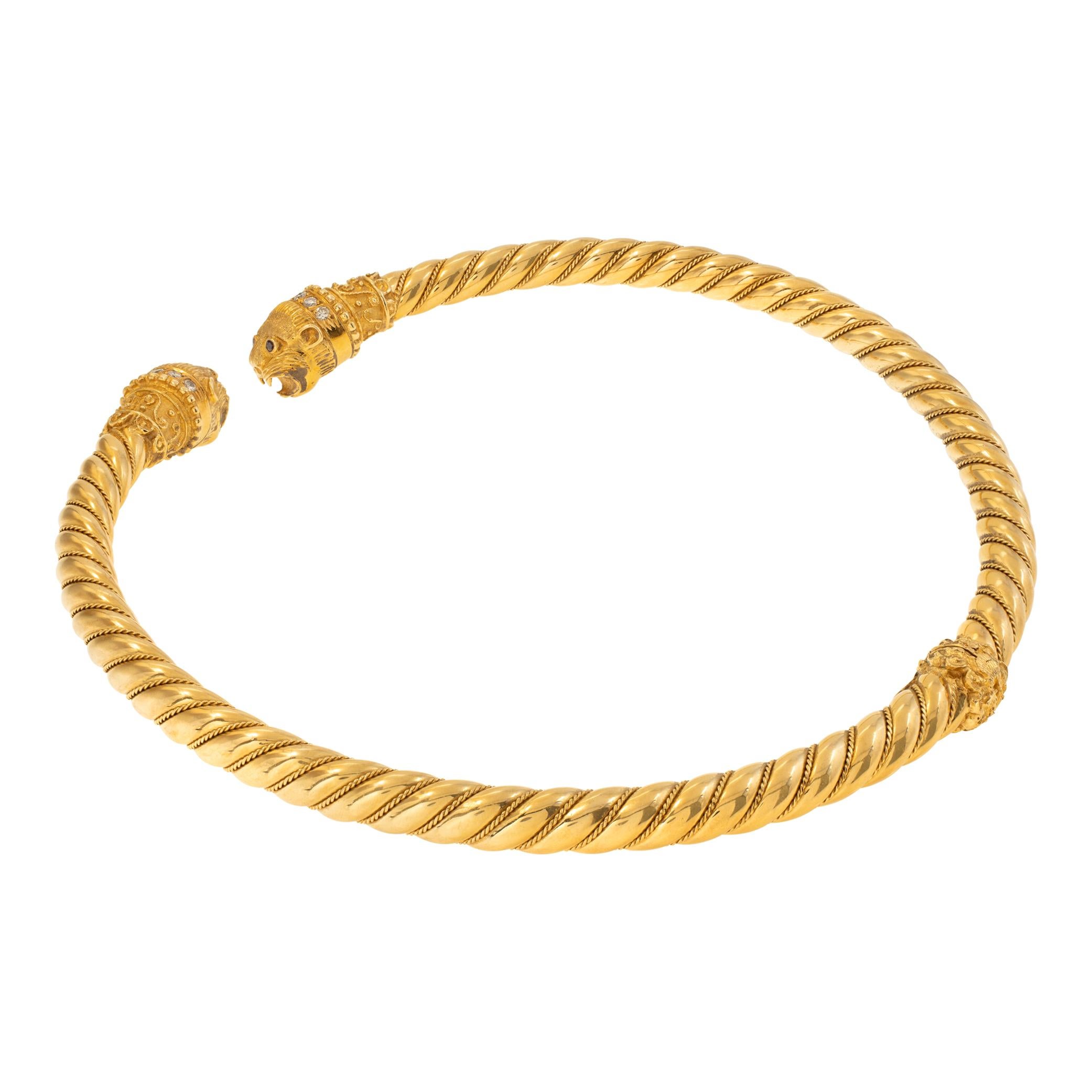 18k Yellow Gold Ilias Lalaouinis For Zolotas Chimera Heads Torque Necklace 2