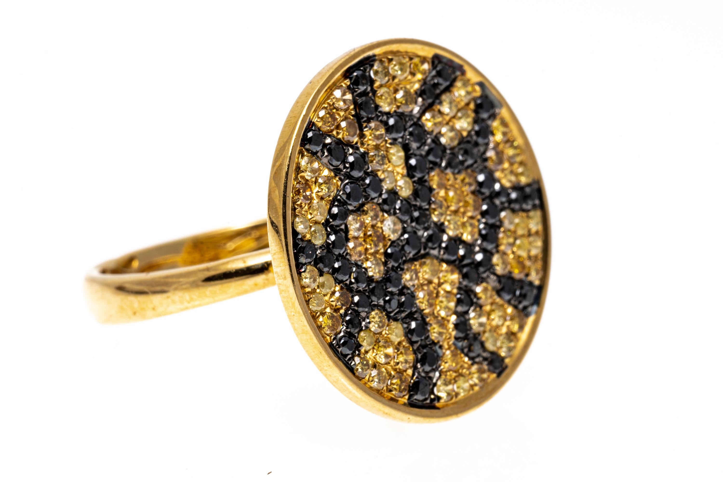Women's 18k Yellow Gold Impactful Leopard Print Pave Diamond Ring, 1.13 TCW For Sale