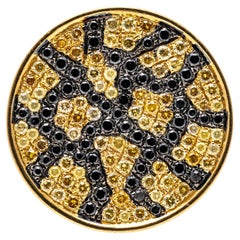 Bague en or jaune 18 carats avec imprimé léopard et pavé de diamants, 1,13 carat poids total