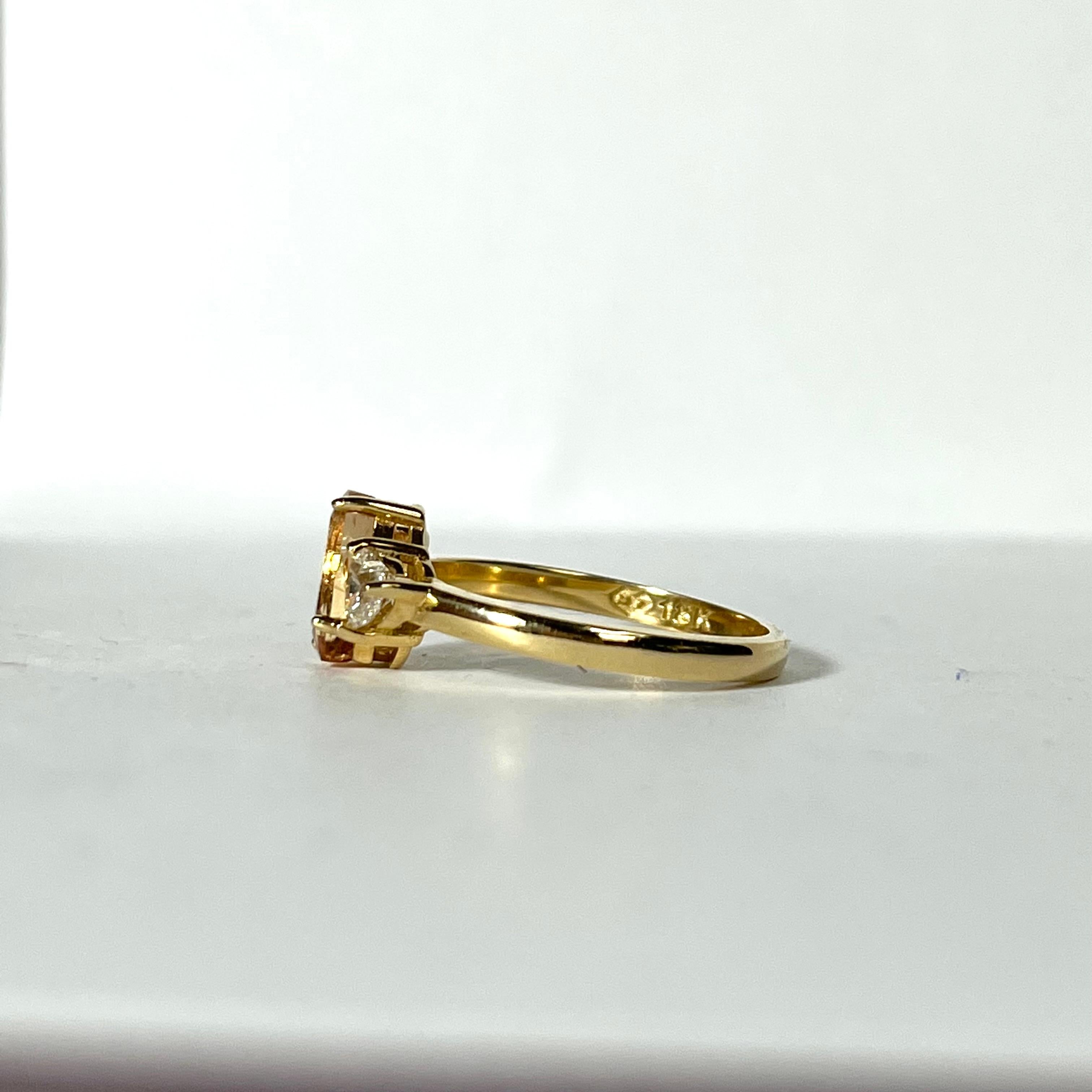 18K Yellow Gold Imperial Topaz and Diamond Ring Band In New Condition For Sale In Addison, TX