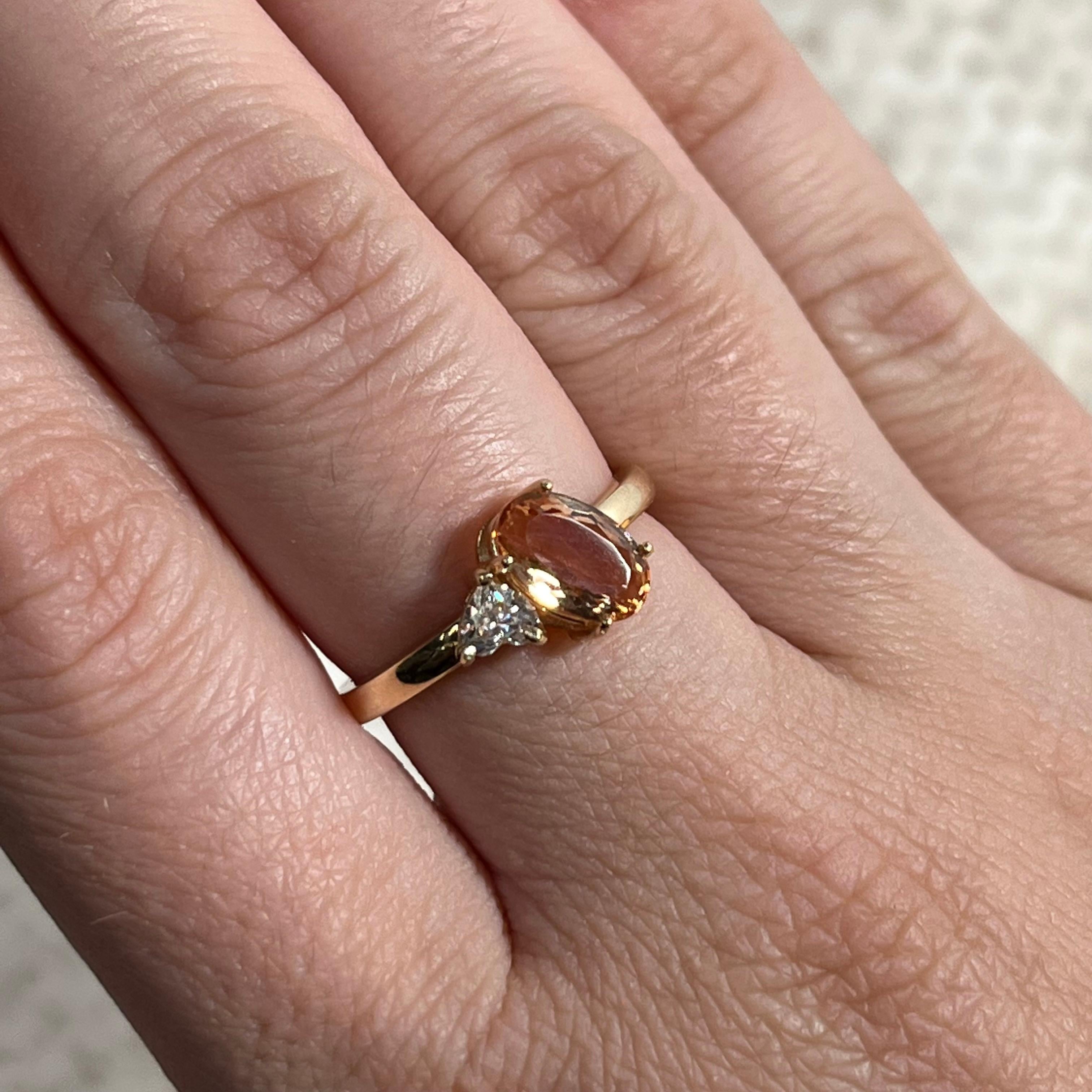 18K Yellow Gold Imperial Topaz and Diamond Ring Band For Sale 1