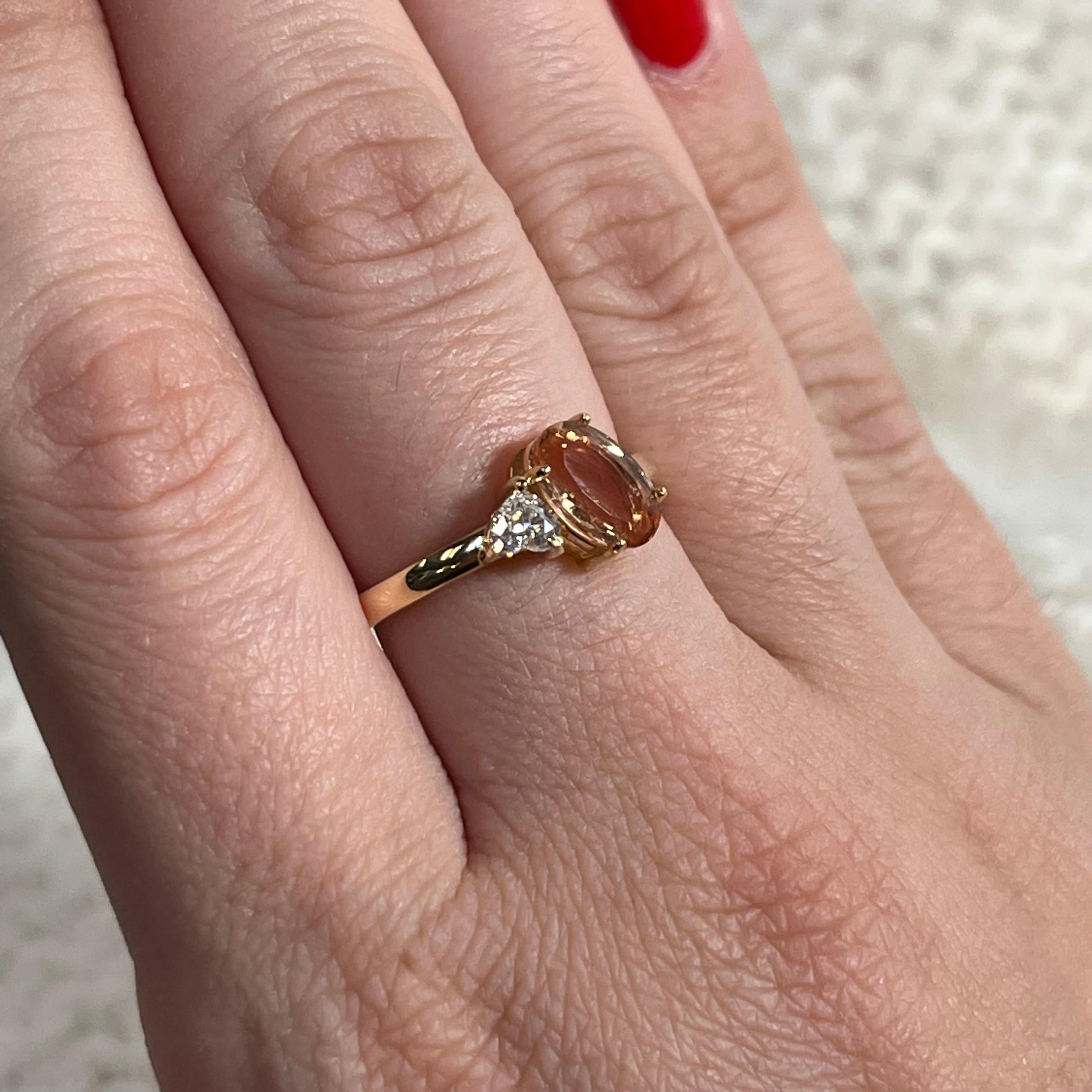 18K Yellow Gold Imperial Topaz and Diamond Ring Band For Sale 2