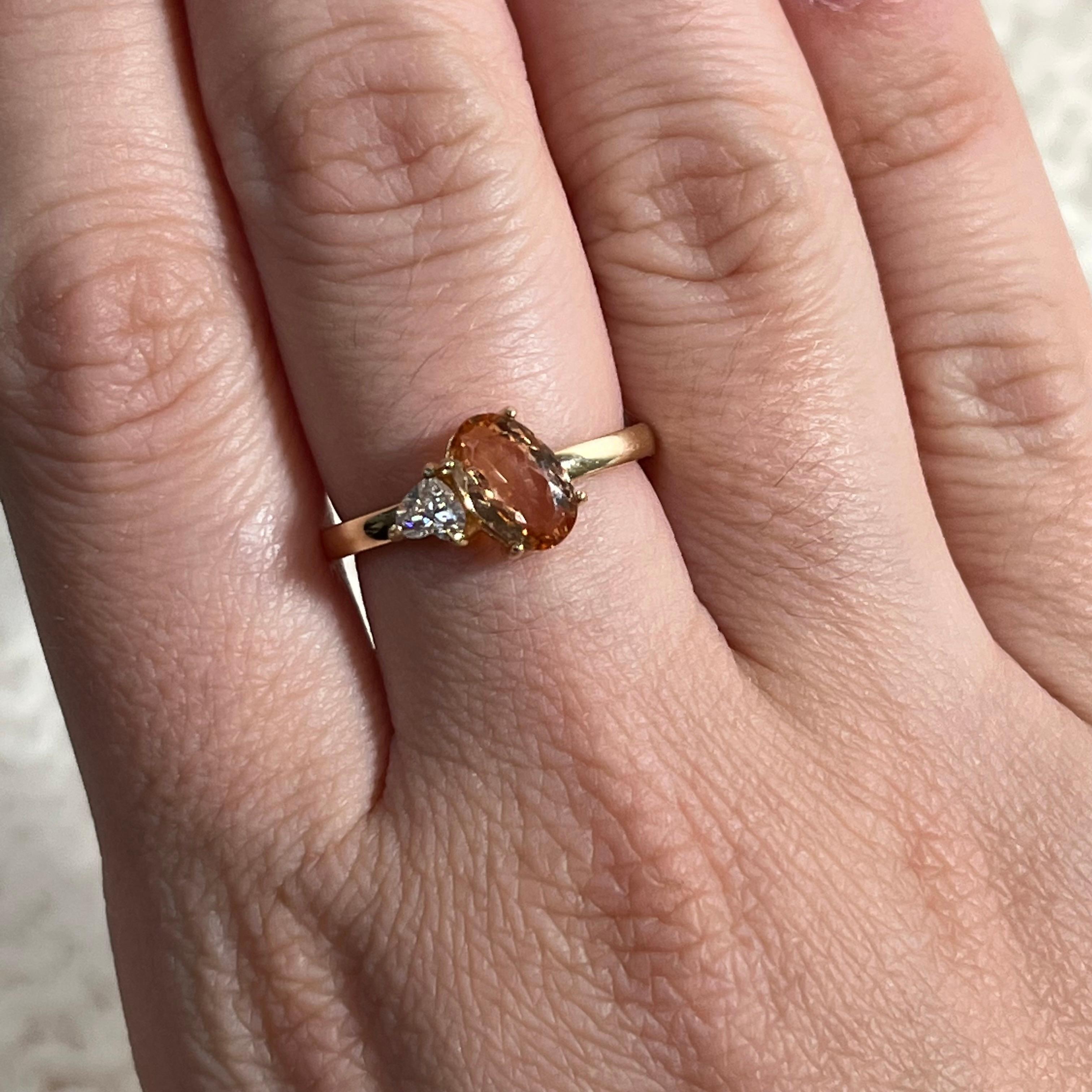 18K Yellow Gold Imperial Topaz and Diamond Ring Band For Sale 3