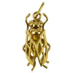 18K Yellow Gold Insect Fly Charm Pendant