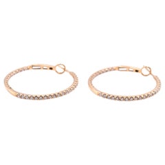 18 Karat Yellow Gold Inside/Outside Diamond Hoop Earrings