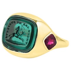 Anello con firma d'amore in oro giallo 18 carati con rodolite