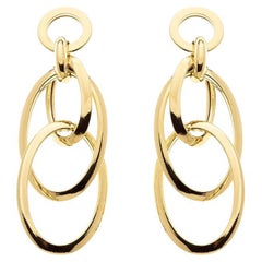 Boucles d'oreilles pendantes en or jaune 18K à maillons de chaîne entrelacés