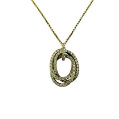 18K Yellow Gold Interlocking Oval Diamond Pendant/14K Yellow Gold Chain #18981