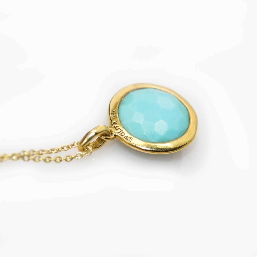 18K Yellow Gold Ippolita Necklace Turquoise Diamond Pendant, 15TDW, 2.7g 4