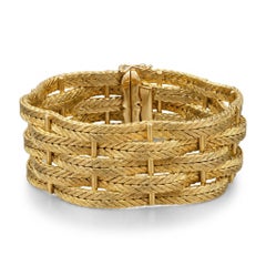 18K Yellow Gold Italian 1960's Woven Braided Bracelet