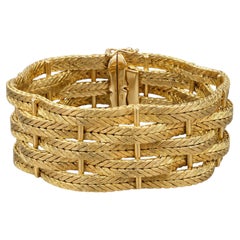 18K Yellow Gold Italian 1960's Woven Braided Bracelet