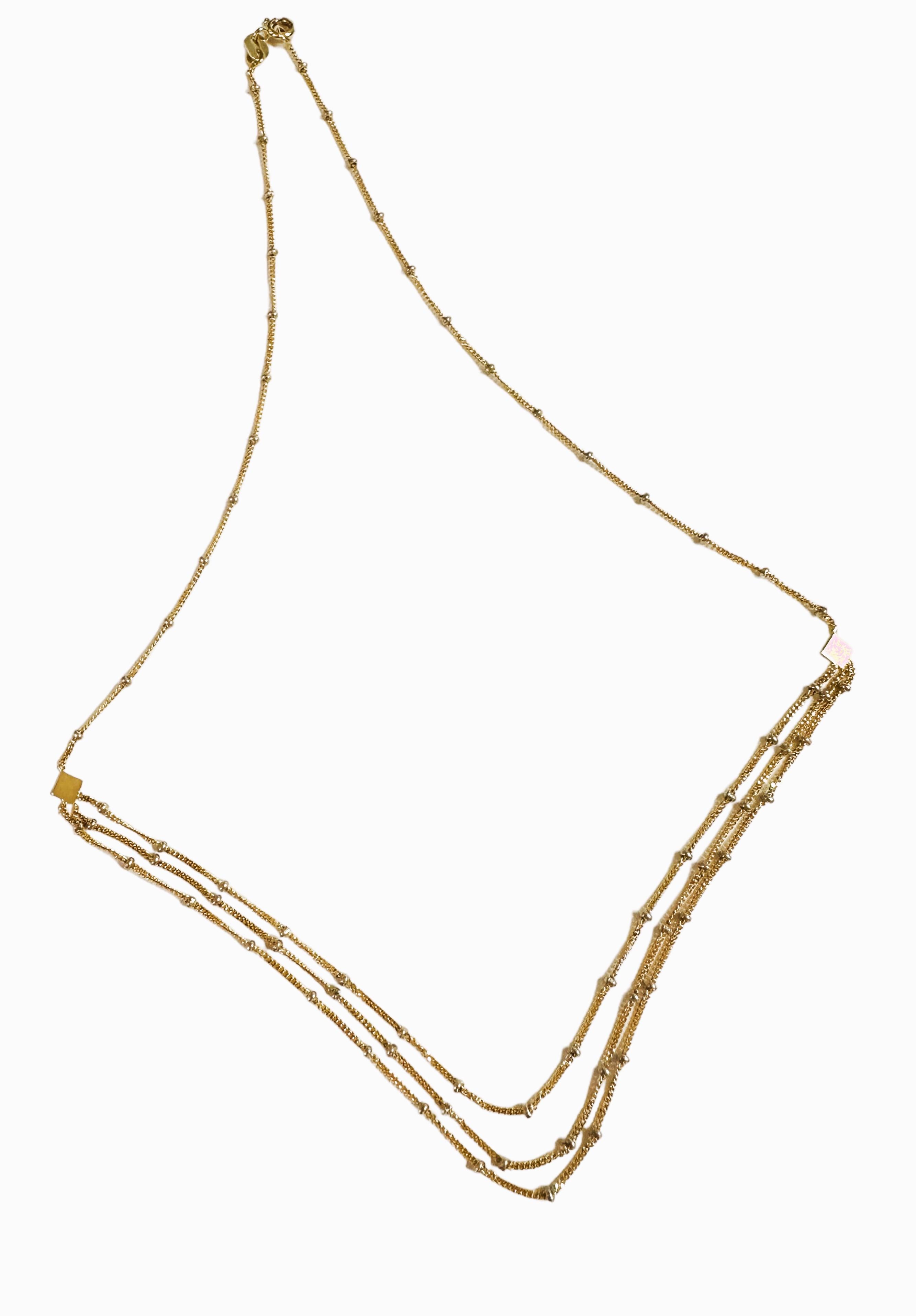 18 Karat Gelbgold Italienische 3-reihige Halskette mit Zinnperlen - signiert - 17