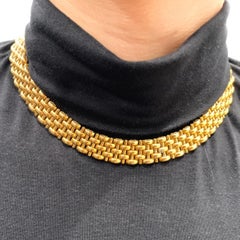 18 Karat Yellow Gold Italian Brick Link Necklace