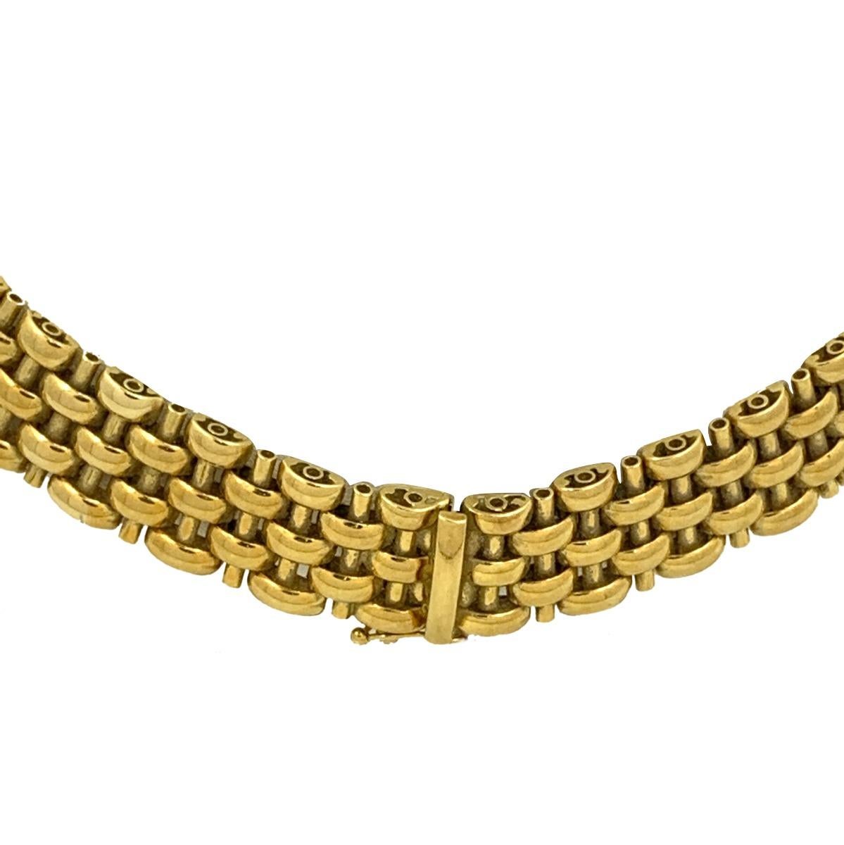 18 Karat Yellow Gold Italian Brick Link Necklace In Good Condition In New York, NY