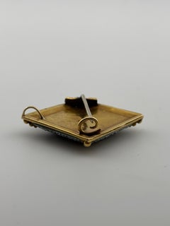 18k Yellow Gold Italian Dove Micro Mosaic Brooch/Pendant/circa 1850s