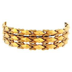 Bracelet en or jaune 18K à maillons alternés italiens Florentine