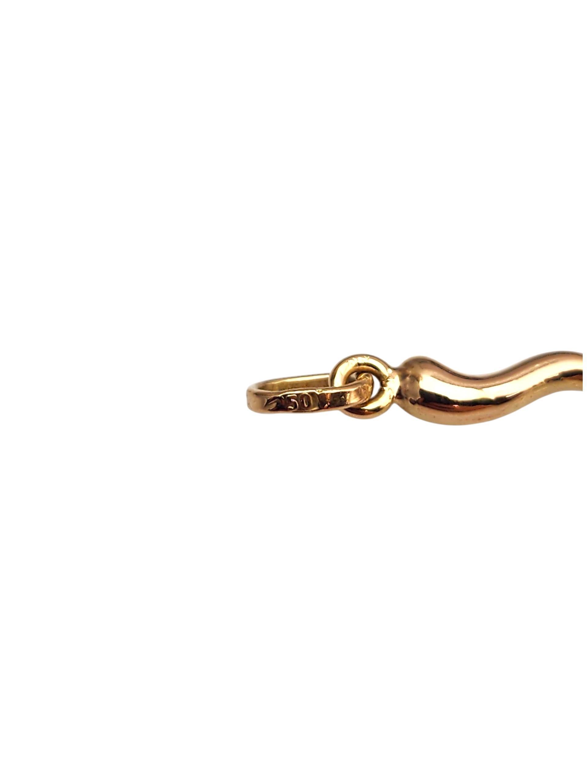 18K Yellow Gold Italian Horn Cornicello Charm Pendant #22851 In Good Condition For Sale In Washington Depot, CT