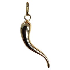 18K Yellow Gold Italian Horn Pendant #25207