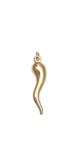 18K Yellow Gold Italian Horn Pendant #25298