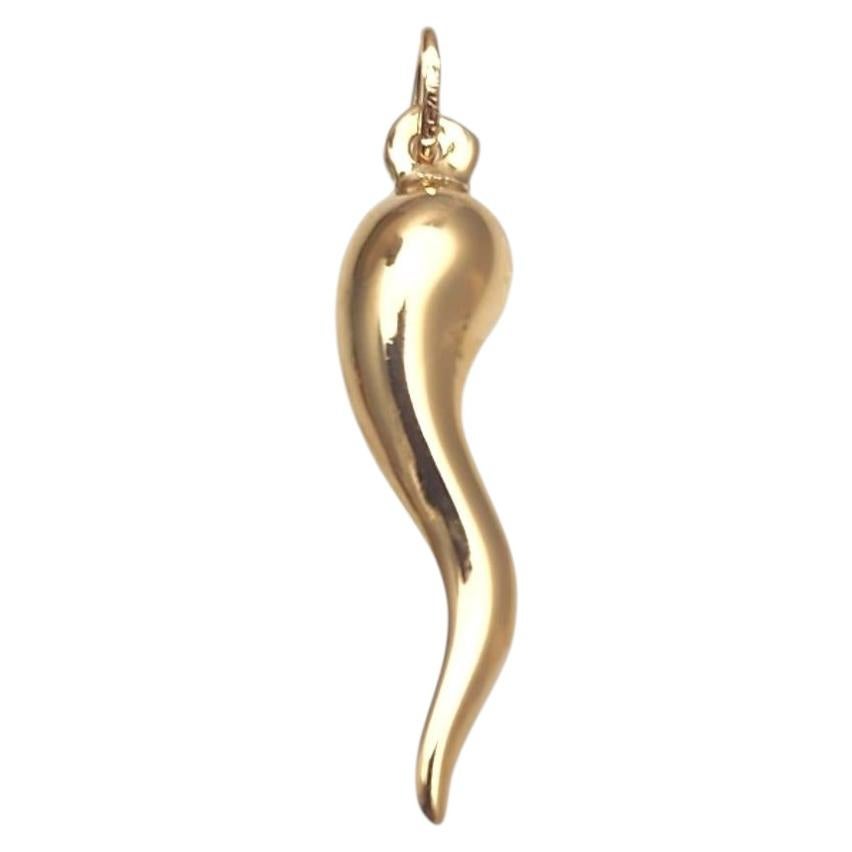 18K Yellow Gold Italian Horn Pendant #25298 For Sale