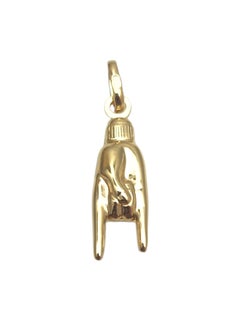 18K Yellow Gold Italian Mano Cornuta Good Luck Charm #25299