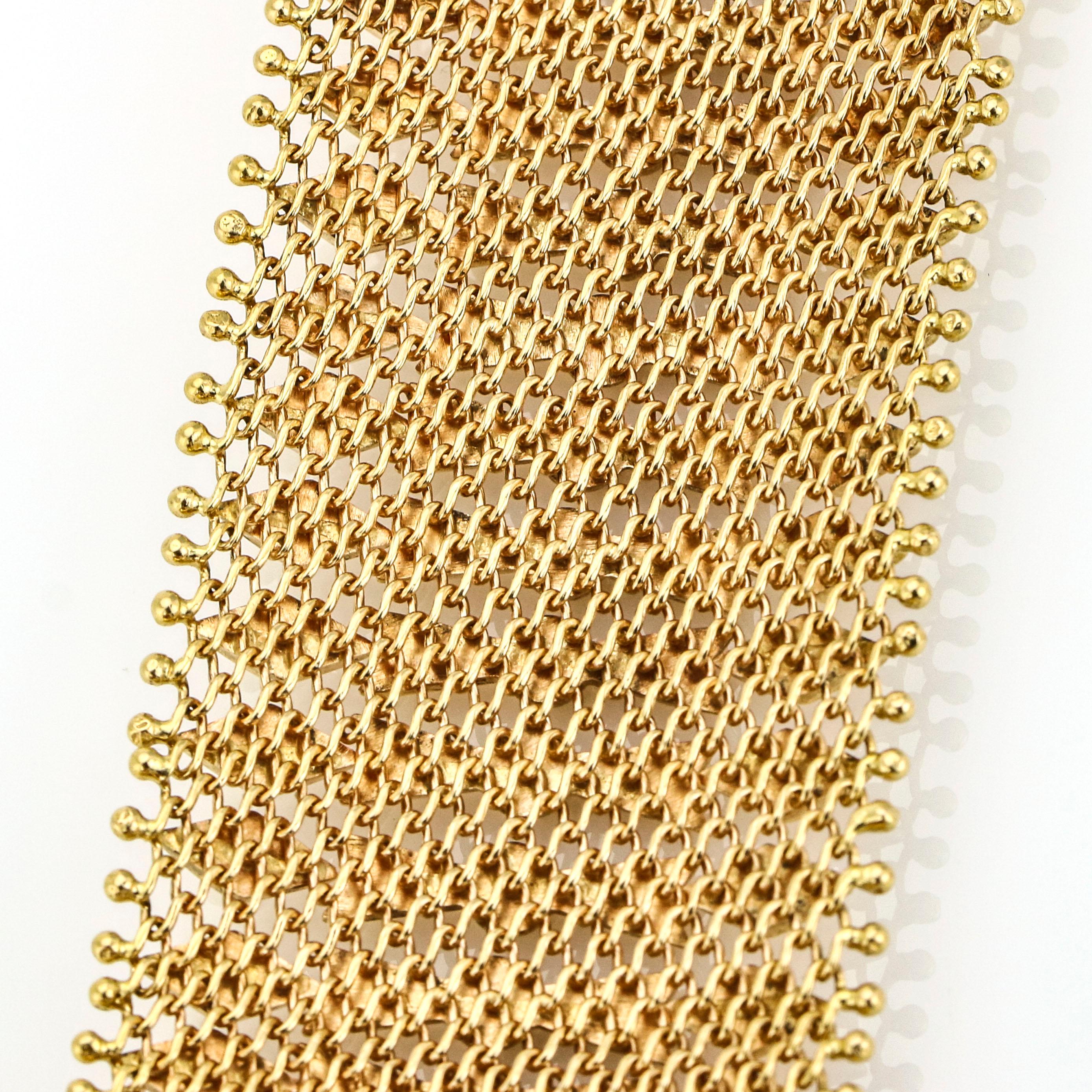 18 Karat Yellow Gold Italian Mesh Link Bracelet For Sale 2