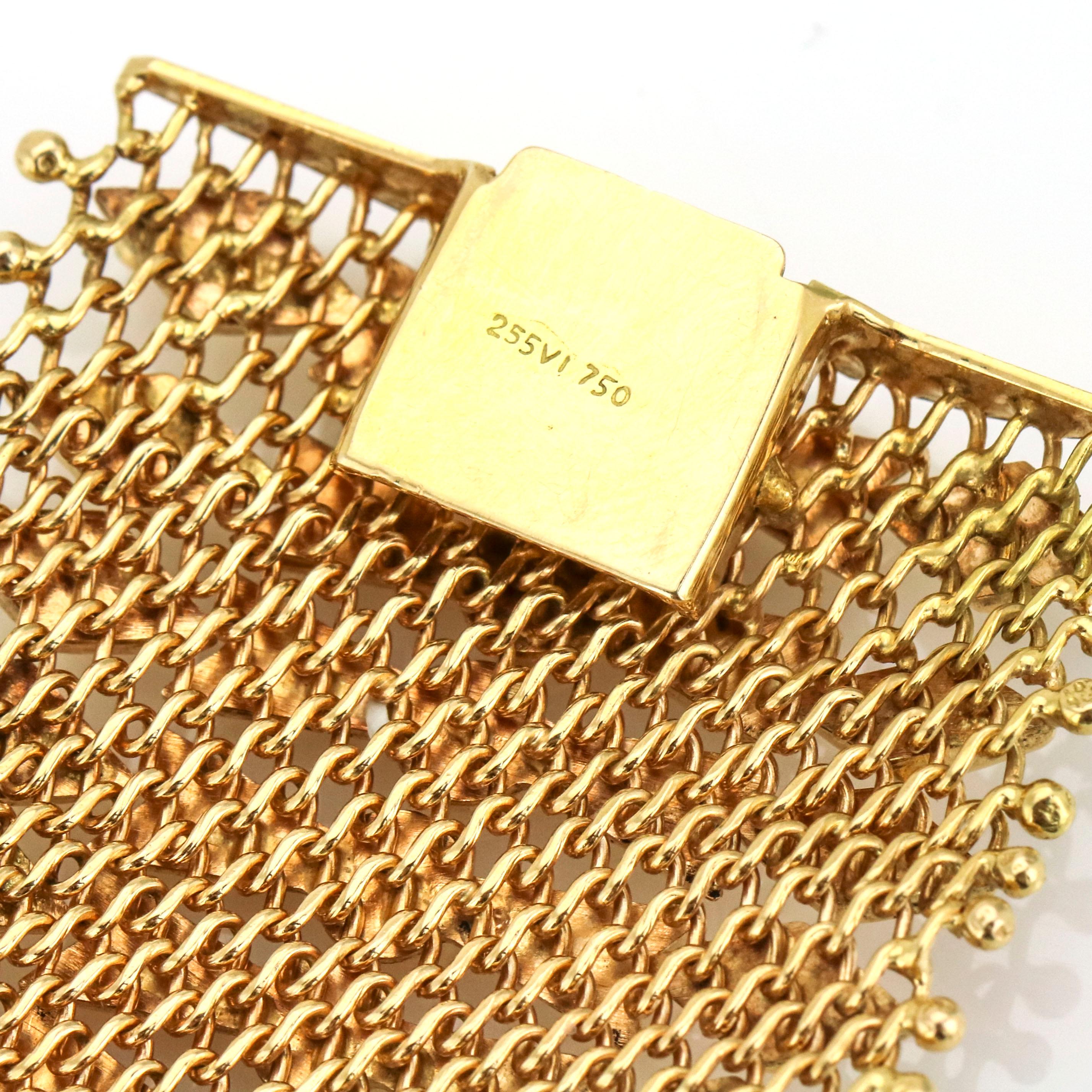 18 Karat Yellow Gold Italian Mesh Link Bracelet For Sale 4