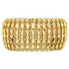 18 Karat Yellow Gold Italian Mesh Link Bracelet