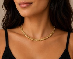 18K Yellow Gold Italian Milor Byzantine Style Link Necklace