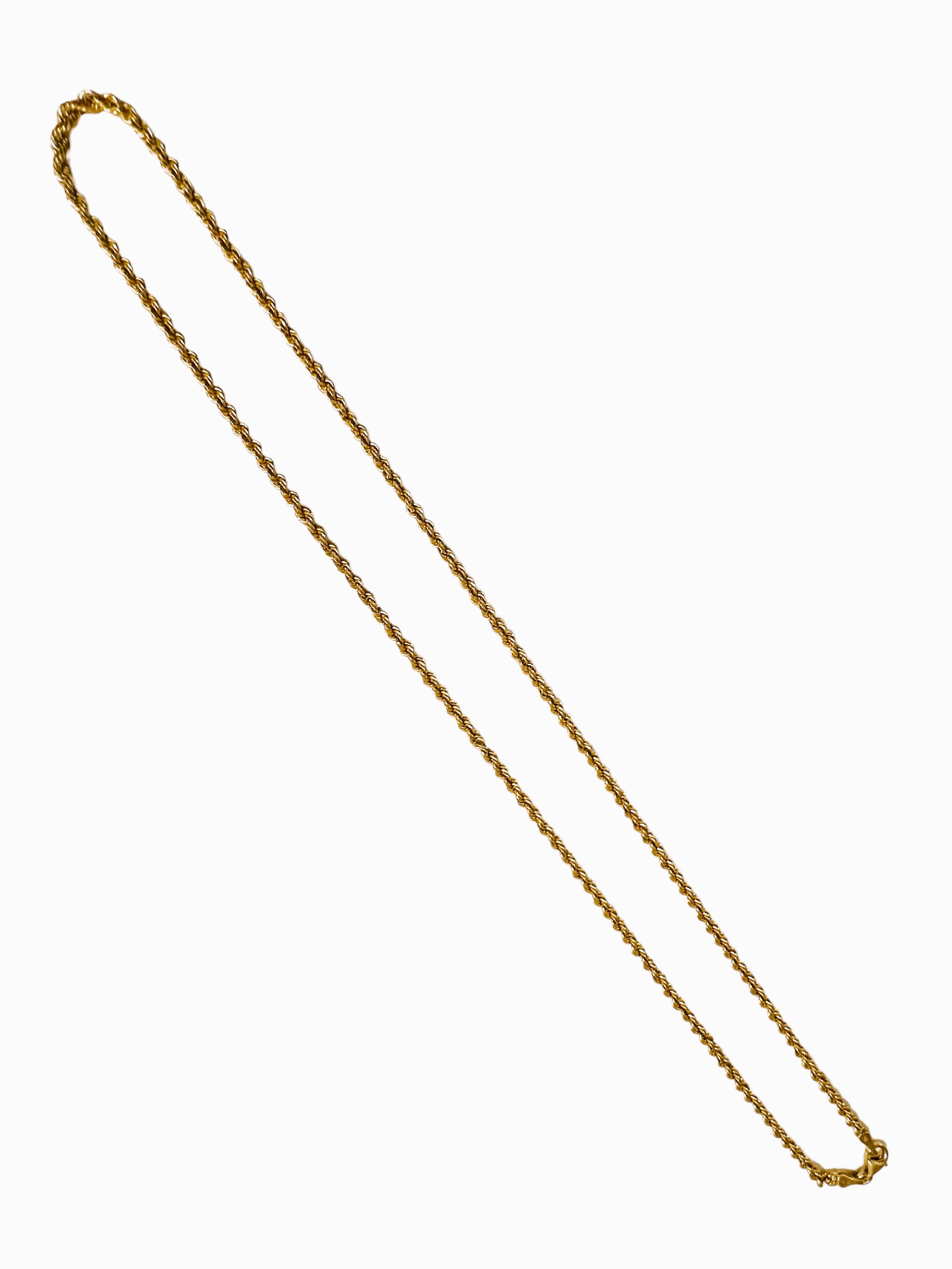 Art Nouveau 18K Yellow Gold Italian Milor Rope Chain 20 Inches 4.34 Grams