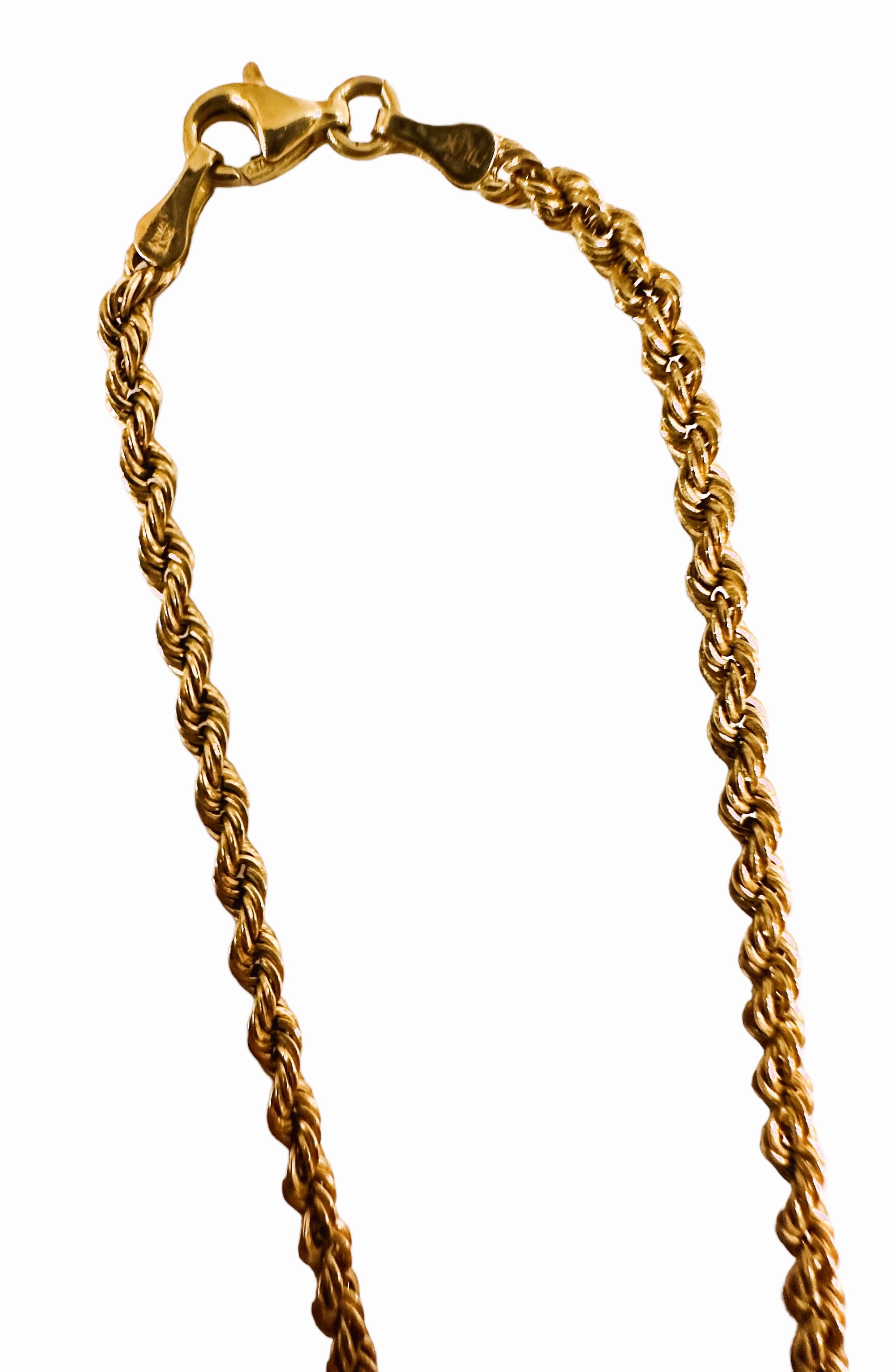 18K Yellow Gold Italian Milor Rope Chain 20 Inches 4.34 Grams In Excellent Condition In Eagan, MN