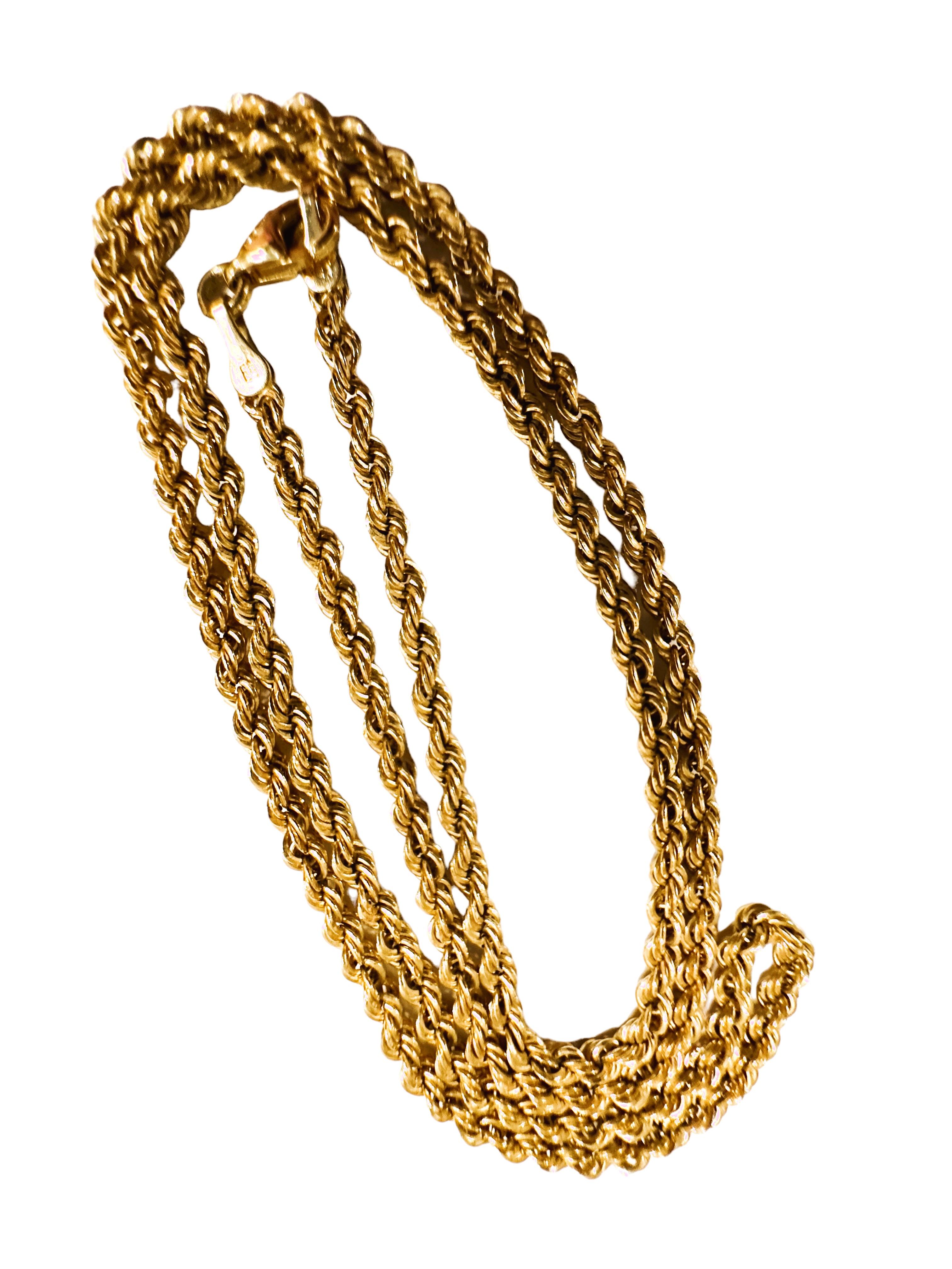 18K Yellow Gold Italian Milor Rope Chain 20 Inches 4.34 Grams 2
