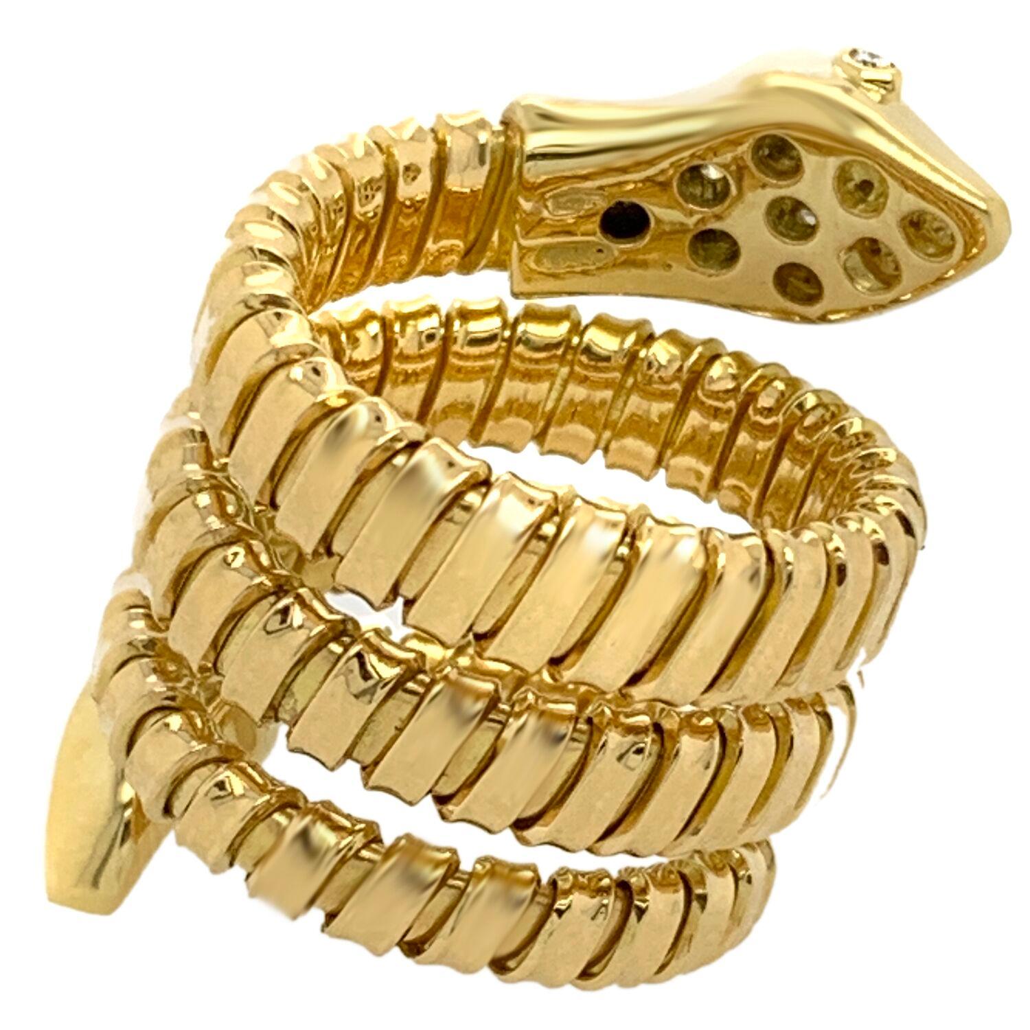 18 Karat Yellow Gold Italian Tubogas Style Ring In Good Condition For Sale In New York, NY